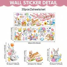 2pcs/Set Easter Bunny Driving Car Egg Hanging Decor Window Stickers, Includes Flower & Chick Patterns, Removable Glass Stickers, Suitable For Bedroom, Living Room, Balcony And Display Window Decoration - Multicolor - View 13