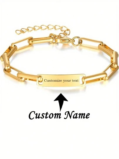 1 PC Personalized Name Bracelet For Women, Stainless Steel Pendant Bracelet Gift For Lover Women, Men Teen Girl Friends, Christmas Gift