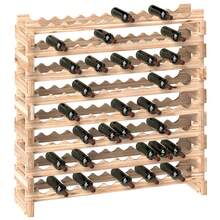 HOMCOM Suporte para vinhos e taças de vinho - Madeira Natural - Ver 1