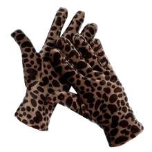1 Pair Fashionable Leopard Print Gloves For Women, Velvet Gloves, Performance Dance Leopard Print Costume Accessories, Party Thickened Warm Gloves, Elastic And Fashionable, Suitable For Autumn And Winter Riding, Driving, Or Casual Outings, Windproof, Autumn And Winter Retro Matching, Comfortable For Daily Use - Họa tiết da báo - Xem 3