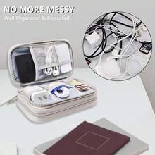Travel Cable Organizer Bag Pouch Electronic Accessories Carry Case Portable Waterproof Double Layers All-In-One Storage For Cord, Charger, Phone, Earphone Pink - Black - View 7