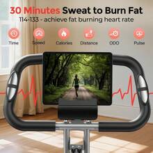 FEIERDUN Folding Exercise Bike, 5 IN 1 Stationary Bikes For Home 6.6 LBS Flywheel, 330LB Weight Capacity Back Support Cushion Indoor Workout Cycling Bike For Home Gym - 灰藍色 - 查看 9