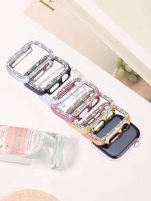 6pcs Diamond Protective Case Set, Compatible With Series SE/11/10/9/8/7/6/5/4/3/2/1 (38/40/41/42/44/45/46/49mm), Diamond Protection Screen, Hard PC Frame - Multicolor - View 2