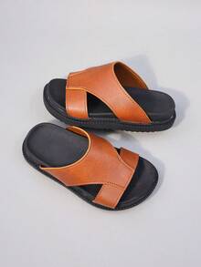 Girls' British Style Hollowed Out Leather Slippers With Lightweight And Thick Soles, Suitable For Both Home And Beach Use (New Hot Item) - Burnt Orange - View 7