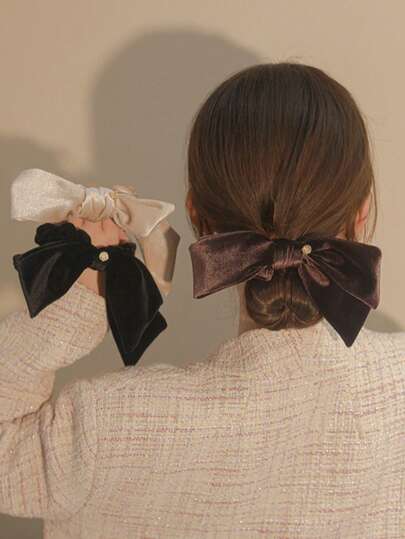 3/1pc Vintage Elegant Velvet Bow Headband, Autumn And Winter Simple Temperament Headband, Hair Tie Rope, Versatile, Women's Headband Hair Accessories, Valentine's Day Headband Hair Accessories Gift ﻿ Ponytail Holders Hair Elastics Hair Rubber Bands Scrunchies Hair Rope