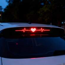 High Mount Stop Light Decal - 3D Carbon Fiber Heartbeat & ECG Pattern Sticker, Matte Finish For Car Safety With Enhanced Visibility, Waterproof Tail Light Decoration - Multicolor - View 9
