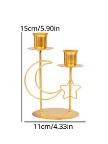 1件套现代餐桌装饰烛台，创意浪漫烛台，适用于婚礼派对家居装饰，烛光晚餐装饰，带有星星、月亮、灯笼图案 - 彩色 - 查看 11