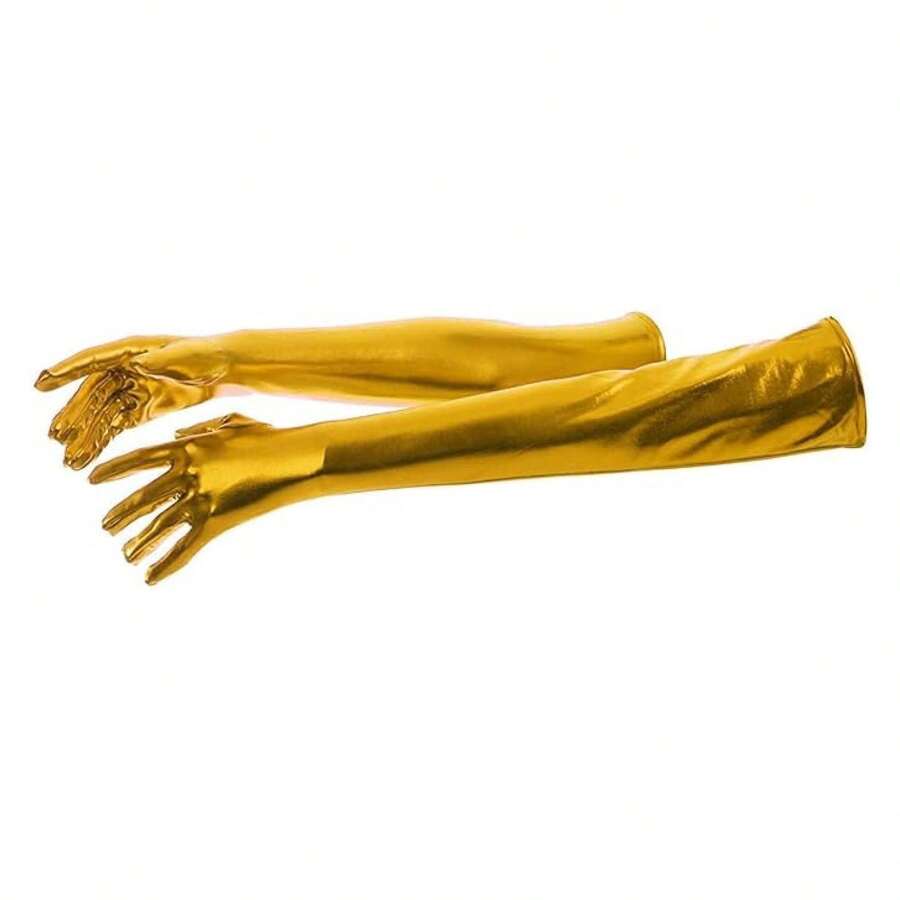 Women's Shiny Metallic Spandex Gloves - Multicolor 336 - View 1