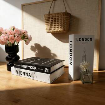 3pcs/Set Modern Decorative Faux Books, Classic Style Paper Book Covers, Suitable For Shelf Display, Home Decor, Multifunctional For Home Office, Library, Cafe Decoration, Applicable For All Holiday Ornaments