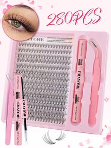 240 Clusters Of Dcurl Segmented False Eyelashes(10D/20D/30D) In Mixed Lengths (9–16mm) For A Natural Look.It Includes Bond & Seal Adhesive And Tweezers,Offering Long-Lasting Wearperfect For Everyday Makeup,Festive Occasions,And Travel - Pink - View 6
