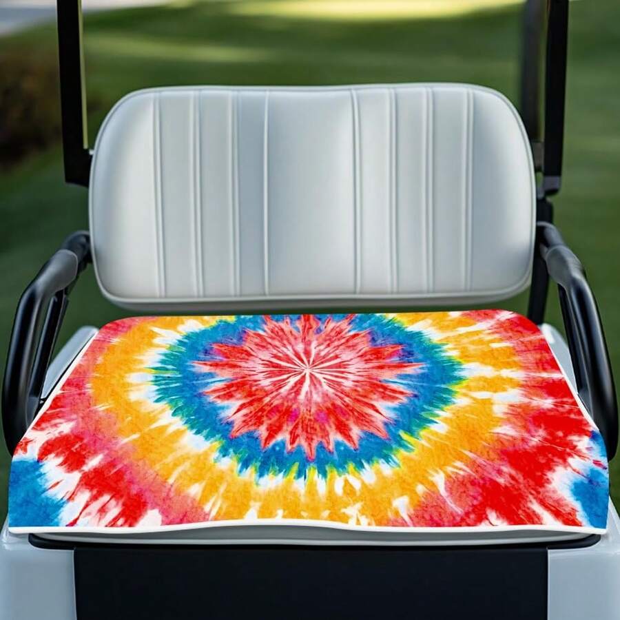 Colorful Tie-Dye Print Golf Cart Seat Covers/Towel,Summer Breathable Golf Cart Seat Blanket For All Seasons,Universal Unique Seats Cover Golf Club Car Accessories,51"X 31"/130x78.5cm - 彩色 - 查看 1