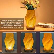 3D Printed Tornado Lamp, Atmosphere Decorative Table Lamp, Bedroom Desk Lamp, Flicker-Free Smart Healthy Lighting, Wooden + White Body Soft Tri-Color Warm - Multicolor - View 4