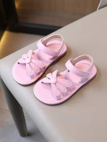 Baby Soft Bottom Comfortable Open Toe Flat Sandals - Pink - View 2
