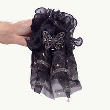 1个新款水钻网状亚克力发爪夹，复古优雅闪亮水钻蝴蝶网状大号发夹，发爪，适合日常、节日、派对、情人节、生日礼物