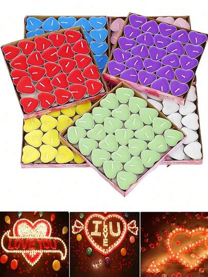 50pcs/25pcs/5pcs Red Heart Shaped Unscented Tea Light Candles - Smokeless Tealight Candles - Decorations For Wedding, Party, Votives, Romantic Love Decor, Suitable For All Seasons
