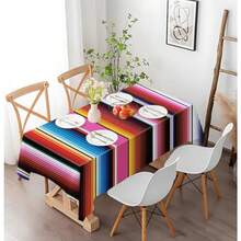 SietDESEO - Juego de 6 manteles mexicanos de plástico de 54 x 108 pulgadas rectangulares desechables de serape mexicano para fiestas de cinco de mayo fiestas de baby shower pícnic fiesta - Paquetede6mantelesmexicanos - Ver 6