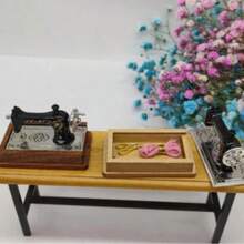 Retro Style 1:12 Miniature Sewing Machine, Children's Furniture Accessory, Nostalgic Small Props Decoration Item - Black - View 4