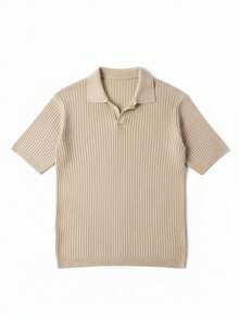 GRDR Men's Short Sleeve Polo Collar Sweater, Spring/Autumn - Apricot - View 3