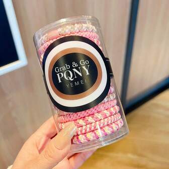 15ชิ้น/ชุด ยางรัดผมแบบถัก ยืดหยุ่นสูง สำหรับมัดผมหางม้า, ยางมัดผมสีชมพูพื้นฐาน, ยางมัดผมหนา, เครื่องประดับผม