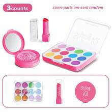 3/10/14-Piece Girls' Gift Pretend Play Makeup Toy Beauty Salon Set, Portable Suitcase Children's Makeup Role-Play Set Including Suitcase, Various Realistic Makeup Tools (Eyeshadow, Lipstick, Face Cream, Etc.), Fun Role-Playing Suitable For Girls Aged 3 And Above, Birthday/Children's Day Creative Gift (Does Not Include Real Cosmetics) - Multicolor - View 13