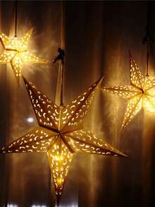 1pc 60/45/30cm Paper Star Moon Lanterns (Lights Not Included), 3D Hollow Hanging Paper Lamp Shades, Eid Lights Paper Star Hanging Ornaments Suitable For Decorating Windows, Walls, Muslim Eid Mubarak Decorations, Pendant Lights, Ramadan Ceiling Decor, Applicable For Weddings, Birthday Parties, Home Decor, Middle Eastern Ramadan Holiday Decorations, Eid Celebration Decor, Ramadan Holiday Party Supplies - Pentagram - View 5