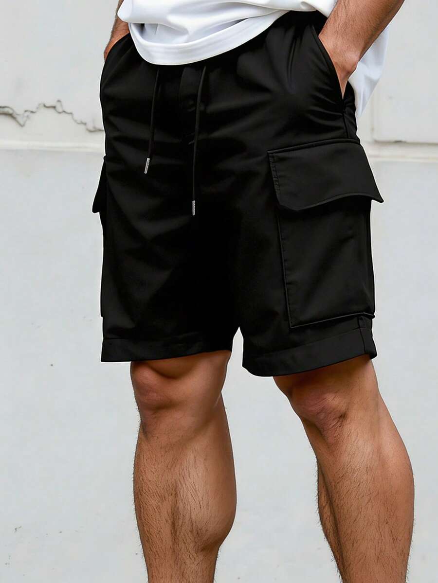 Men's Sports Shorts, Casual Cargo Shorts, Loose Fit Bermuda Shorts, Suitable For Sports, Running, Fitness, Boxing And Other Activities - Black - View 1