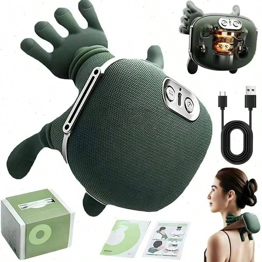 Advanced 4D Shiatsu Neck And Shoulder Massager With Heat & Finger Massage - Wireless, Deep Tissue, Simulated Human Hand Design For Ultimate Pain Relief And Muscle Relaxation - 綠色 - 查看 1