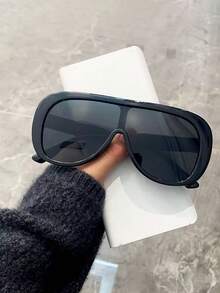 1 par de gafas de moda con montura grande y ojo de sapo en estilo retro, gafas de moda versátiles para mujer adecuadas para viajes, vacaciones, uso diario y accesorios de playa - Multicolor - Ver 3