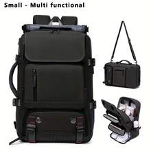 Large-Capacity Travel Backpack (1 Piece), With Shoe Compartment, Lightweight Laptop Everyday Backpack, Stylish Travel Commuter Bag - Black - View 8