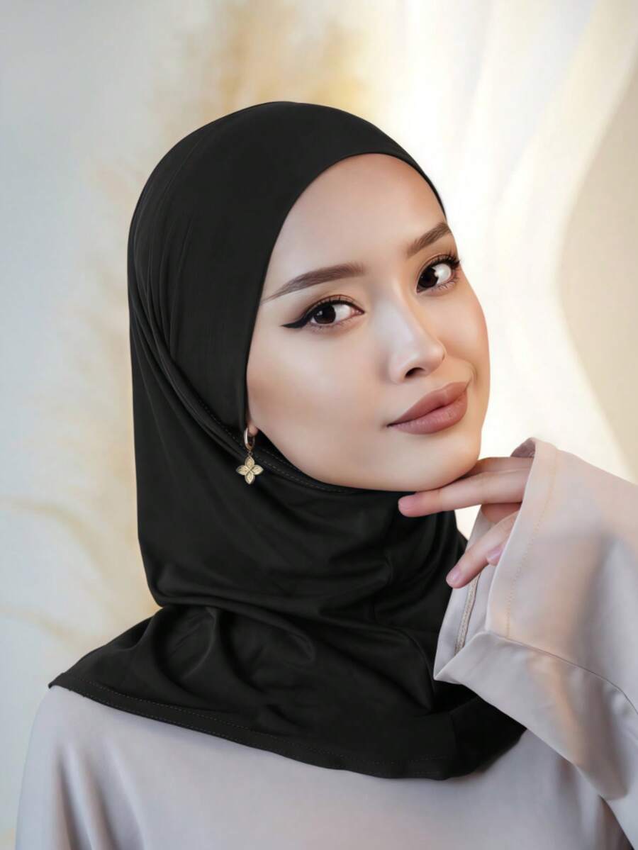 1 chiếc băng đô trùm đầu Balaclava màu trơn dành cho nữ, có dây rút, chất liệu co giãn, thoáng khí và thoải mái, phù hợp cho sinh hoạt hàng ngày, thể thao, yoga, tập thể dục và thời trang.
