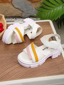 1 Pair Fashionable & Beautiful Girls' Single Strap Anti-Slip Thick Sole Sandals, Stylish & Atmospheric, Suitable For Outdoor Wear In Summer - Multicolor - View 4