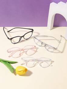 4 PIEZAS Gafas de bloqueo de luz azul con montura redonda de policarbonato para adolescentes de 12 a 16 años, ligeras para lectura diaria y combinaciones de atuendos para la vida universitaria, con estuche - Multicolor - Ver 3