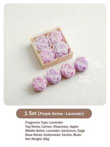 四件套玫瑰香氛蜡烛礼盒，果香花香，天然大豆蜡，无烟，精致迷你装饰蜡烛，手工礼品，适合送给女性，是母亲节、婚礼回礼、伴娘邀请、生日、初领圣体及春季派对的理想之选 - 彩色 - 查看 10