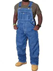 男士加大码胡须细节牛仔裤，基本款，略带弹性，修身剪裁，蓝色，休闲简约，适合日常穿着。男士牛仔裤，男士长裤，男士蓝色长裤，加大码 - 藍色 - 查看 5