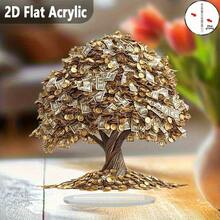 2D Flat Acrylic Lucky Tree Decoration - Gold Coin And Leaf Money Plant, Suitable For Acrylic Desktop Decoration For 11 Festivals, Ideal For Home, Office, Cafe, Birthday, Wedding, Housewarming Gifts, No Power Required, Prosperity Symbol, Exquisite Detail Craftsmanship, Complex Design, Christmas Home Decoration, Desk Accessories, Festive Desktop Ornaments, Prosperity Symbol Gift, Money Plant Decoration, Gold Coin Design, Durable Desktop Decoration, Handmade Appearance, Cafe Owner, Home Office Worker - A - 查看 5