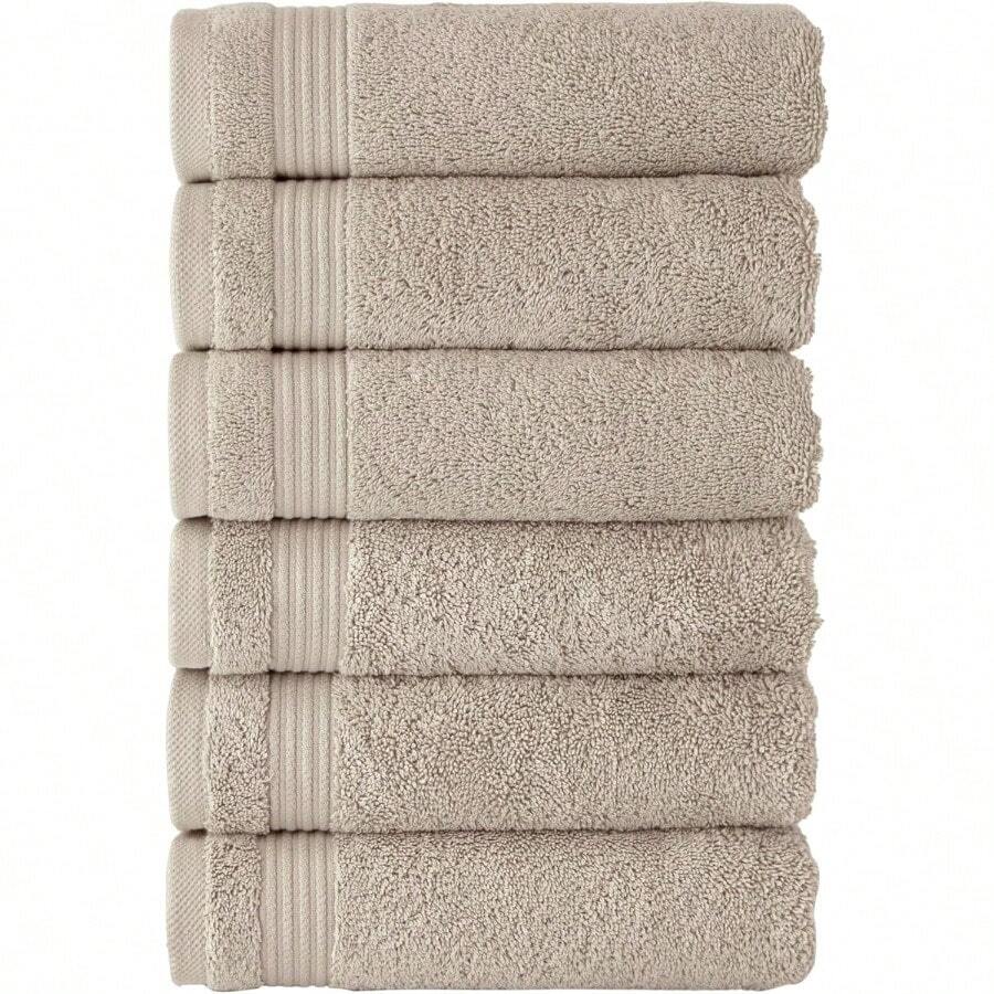Toallas turcas clásicas CTT Juego de toallas de mano de 6 piezas 100% algodón turco toallas de secado rápido y cómodas para hotel y spa altamente absorbentes 40.6cm x 68.6cm beige - Beis - Ver 1