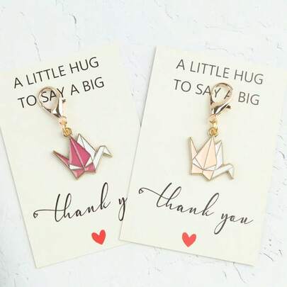 1pc/2pcs Origami Crane Keychain Pendant, Minimalist Design, Comes With Thank You Card, Decor For Bags, Handbags, Great Gift For Friends, Partners, Classmates