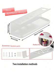 1 件装吹风机和卷发棒收纳架，壁挂式太空铝美发工具架，免钻孔/可钻孔二合一设计浴室配件 - 白色 - 查看 9