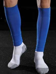 Sports Outdoor Solid Color Knitted Fabric Compression Sports Calf Sleeve - Blue - View 2