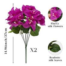 2/4 Bunches 14.96 Inch Outdoor Artificial Bougainvillea - Realistic Fluffy Silk Flowers And Natural Textured Silk Leaves, Lifelike Artificial Plants For Outdoor Decoration In Garden, Patio, Porch And Planters, Valentine's Day Gift - Multicolor - View 18