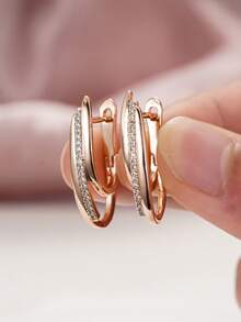 1 Đôi bông tai thời trang đính đá Cubic Zirconia cho bé gái, thích hợp đeo hàng ngày, dự tiệc, làm quà sinh nhật. - Vàng - Xem 6