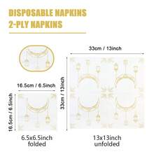 100/60/20张装，13*13英寸斋月主题一次性餐巾纸，饰有金色月亮灯笼图案。斋月期间的首选餐巾纸，适用于宴会装饰纸、婚礼用品、家庭聚会和餐厅装饰纸。 - 金色 - 查看 3
