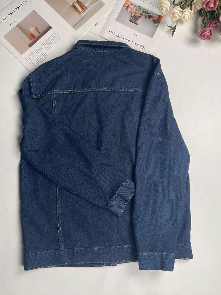 Crossing The Line Street Style Jeansjacka - Kungsblått - Visa 7