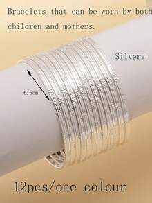 12pcs Metal Polka Dot Textured Stacking Bangle Bracelets - Multicolor - View 12