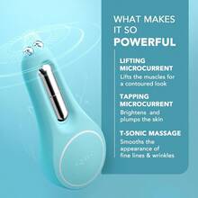 FOREO Set A Wink 'n' a Smile - BEAR 2 Eyes and Lips masajeador facial con radiofrecuencia - microcorrientes facial + 3x35 ml Sérum SUPERCHARGED Eye and Lip Contour Booster - Contorno de ojos - Artic Blue - Colocar - Ver 5