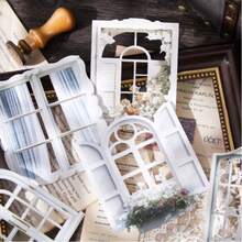 10张/包 镂空花朵窗主题剪贴簿纸，复古DIY装饰无粘性材料纸，节日礼物，手工拼贴材料，个性化剪贴簿规划创意学校文具