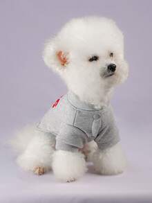 1pc Pet Clothes, Dog/Cat Apparel For Poodle, Teddy, Small Dogs & Puppies, Casual & Fashionable, Cute, Comfortable, Warm, Hoodie - Gray - Grey - View 3