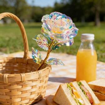 Colorful Glowing Foil Rose Artificial Flower Home Decoration Display Ornament Gift