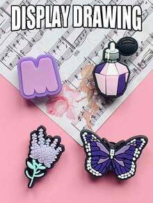 16-80 件装彩色混搭系列，节日系列、紫色系列、海洋系列、恐龙系列、粉色系列，DIY 鞋饰钥匙扣凉鞋沙滩鞋饰，优质 PVC 材质，流行装饰配件，圣诞节、生日、派对的绝佳礼物 - 紫色 - 查看 8