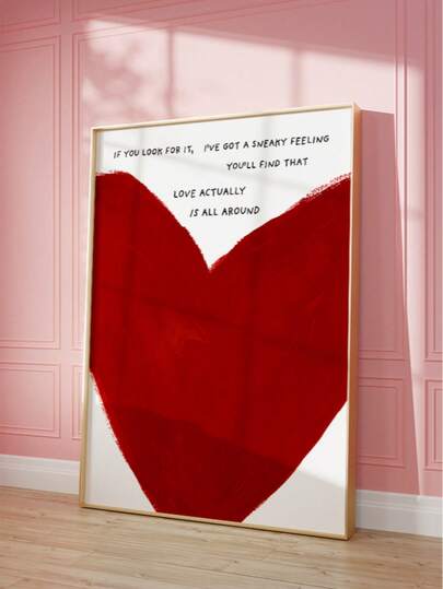 1pc Frameless "True Love Is Everywhere" Quote Heart Poster, Vintage Minimalist Love Saying Wall Art, Romantic Inspirational Decor For Bedroom, Living Room, Dorm, Room Decor Bedroom, Back To School, Funky Posters, Vintage Decor, Wall Prints, College Dorm Essentials